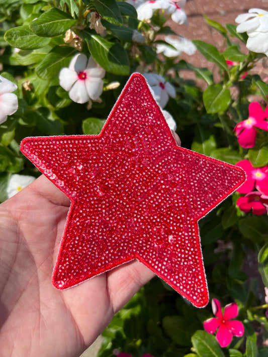 Red Sequin Star Iron-On Patch/ Large 5"/  Patch / Iron On Patch / Sequin Patch/ Hat Patch/ Clothes Patch