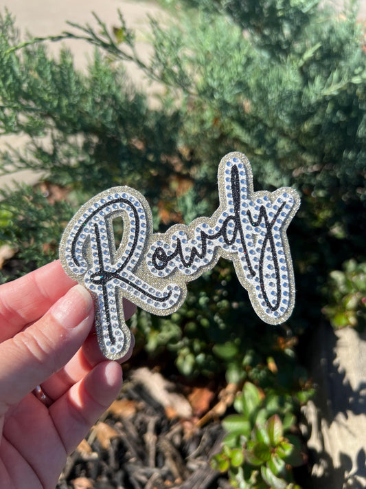 Rowdy *3D Glitter Mascot Rhinestone Hat Patch* Iron-On adhesive